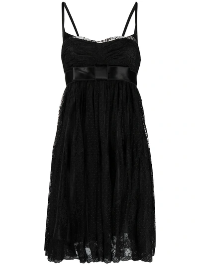Pre-owned Dolce & Gabbana Empire Line Lace-panelled Dress In Black