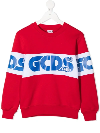 Gcds Kids' Logo Print Jumper In Red