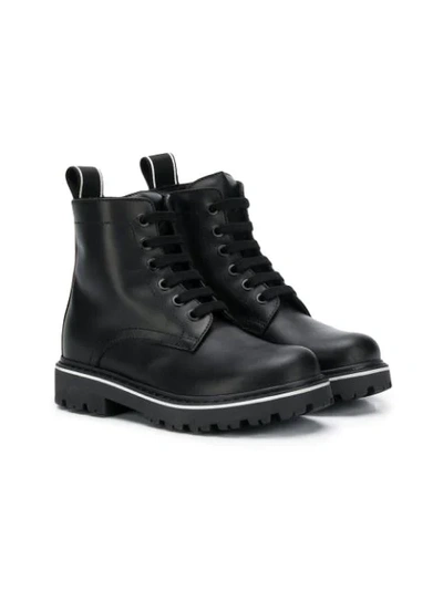 Dsquared2 Kids' Contrast Stripe Lace-up Boots In Black