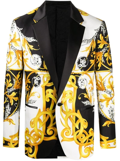 Versace Barocco Acanthus Print Silk Dinner Jacket In Multicolor