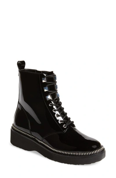 Michael Michael Kors Haskell Patent Leather Combat Boots In Black Patent Leather