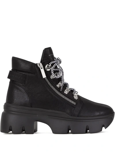 Giuseppe Zanotti Apocalypse Lug-sole Leather Combat Boots In Black