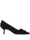 Manolo Blahnik Maysale Pump 50 Black Suede