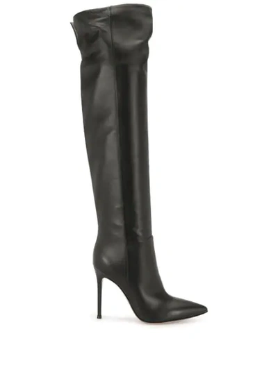 Gianvito Rossi Valeria 85 Over Knee Leather Boots In Black