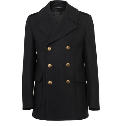 Givenchy Woolen Cloth Peacoat With 4g Buttons In Black