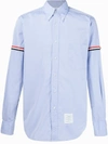 Thom Browne Striped-detail Long-sleeved Shirt In Blue
