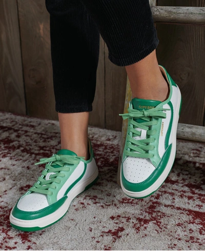 Superdry Women's Vegan Basket Lux Low Trainers Green / White/green