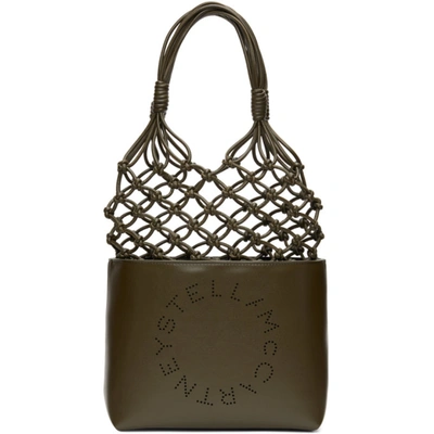 Stella Mccartney Logo-perforated Knotted Faux-leather Tote Bag In 2942 Khaki