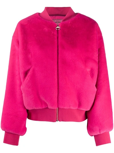 Chiara Ferragni Logomania Faux-fur Bomber Jacket In Pink