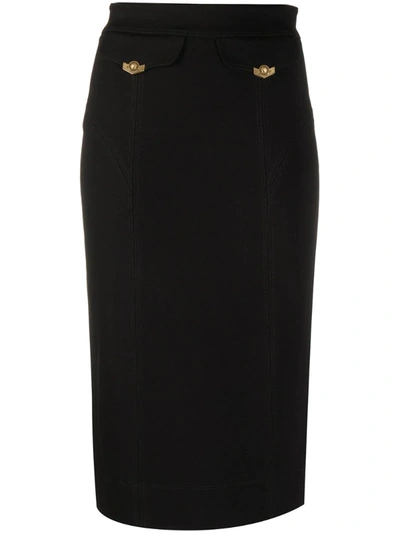 Versace Jeans Couture Front Flap Pocket Pencil Skirt In Black