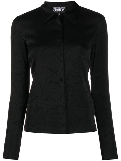 Versace Jeans Couture Fitted Floral Print Shirt In Black