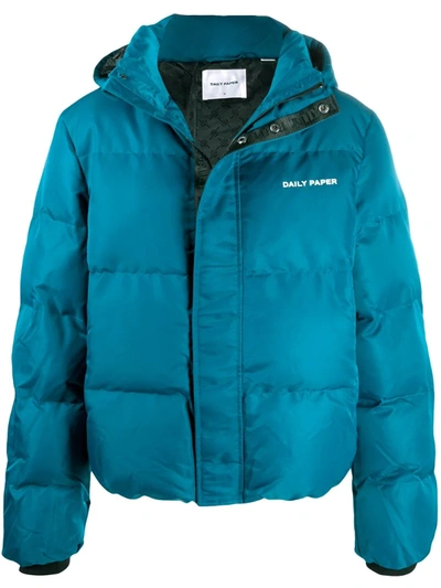 Daily Paper Quilted Puffer Jacket In Blue