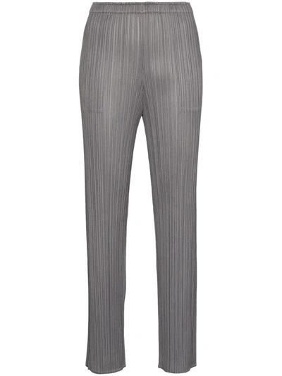 Issey Miyake Plissé Slim-cut Cropped Trousers In Grey