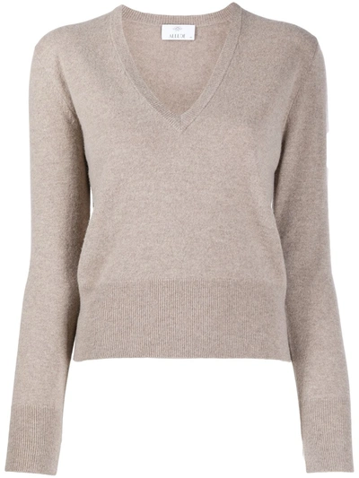 Allude V-neck Cashmere Jumper In Neutrals