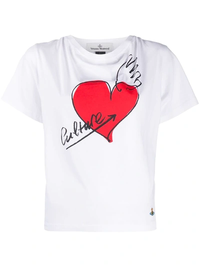 Vivienne Westwood Anglomania Couture Hear Print T-shirt In White
