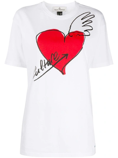 Vivienne Westwood Anglomania Graphic Print Cotton T-shirt In White