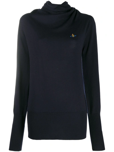Vivienne Westwood Anglomania High Cowl Neck Jumper In Blue