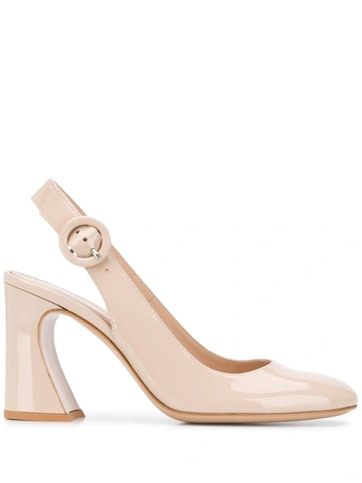 Gianvito Rossi Patent-leather Slingback Pumps In Neutrals