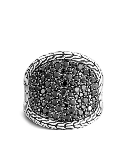 John Hardy Women's Classic Chain Sterling Silver, Black Sapphire & Black Spinel Saddle Ring