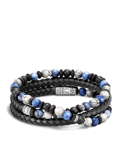 John Hardy Sterling Silver, Jasper, Sodalite, Onyx And Leather Classic Chain Wrap Bracelet