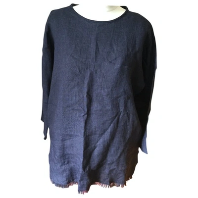 Pre-owned Max Mara Linen Tunic In Navy