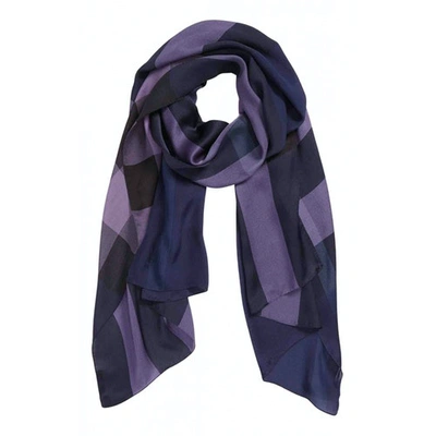 Pre-owned Burberry Silk Scarf In Purple