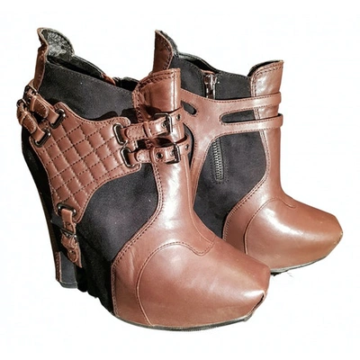 Pre-owned Sam Edelman Leather Ankle Boots In Brown