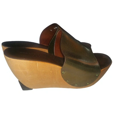 Pre-owned Robert Clergerie Leather Mules & Clogs In Metallic