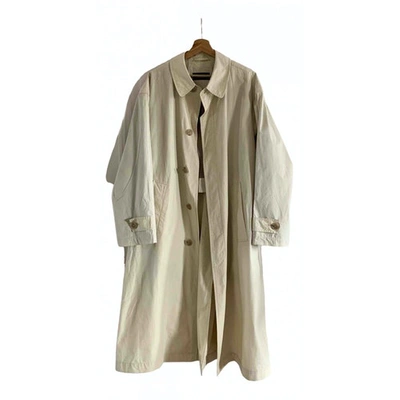 Pre-owned Hugo Boss Ecru Cotton Trench Coat