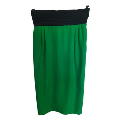 Pre-owned Valentino Silk Maxi Skirt In Green