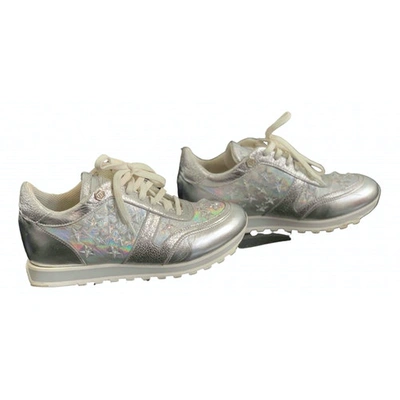 Pre-owned Philipp Plein Leather Trainers In Silver