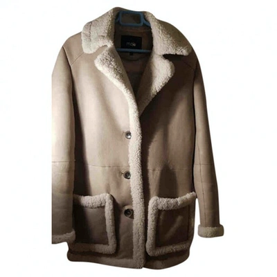 Pre-owned Maje Beige Leather Coat