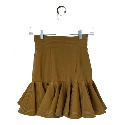 Pre-owned Zimmermann Mini Skirt In Khaki