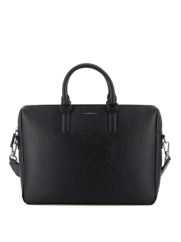 Ermenegildo Zegna Men's Black Leather Briefcase ModeSens