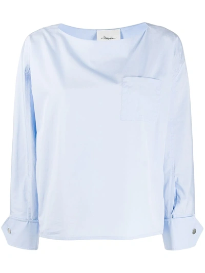 3.1 Phillip Lim Patch-pocket Long-sleeve Blouse In Blue