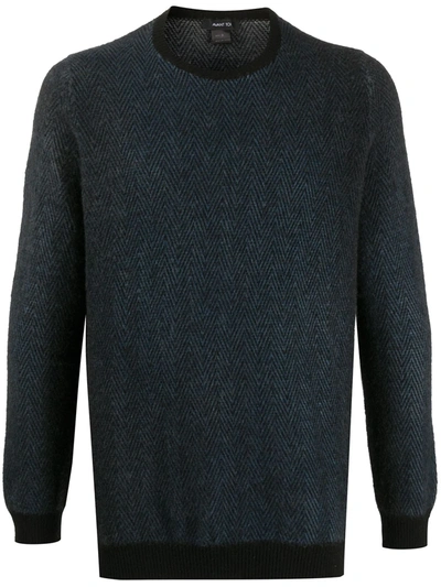 Avant Toi Chevron Knit Jumper In Blue