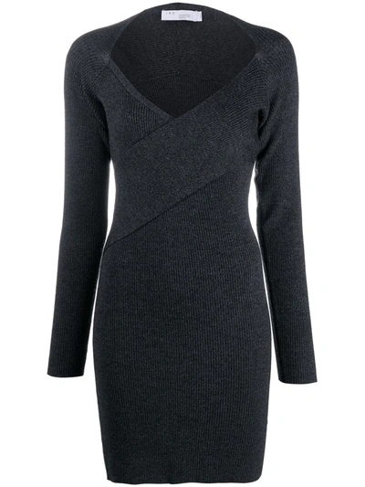 Iro Wrap-front Ribbed Knit Dress In Grey