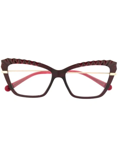 Dolce & Gabbana Scallop-edge Glasses In Red