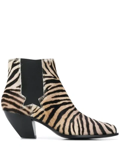 Golden Goose Tiger Print Ankle Boots In Brown