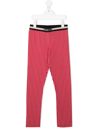 Gucci Kids' Gingham Skinny Trousers In Red