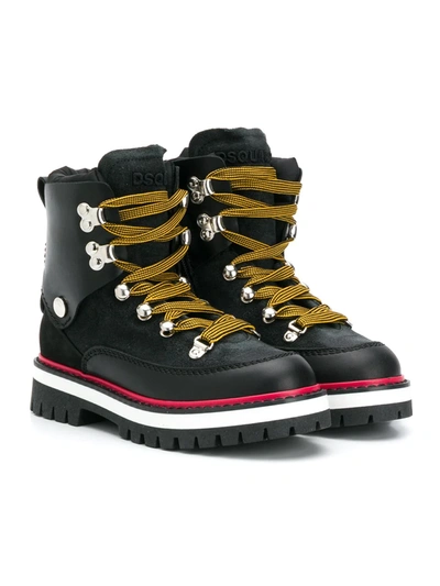 Dsquared2 Kids' Lace-up Boots In Black