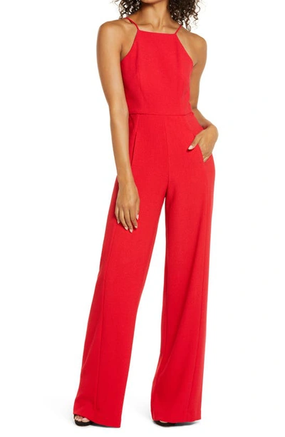 Black Halo Joaquin Sleeveless Wide-leg Jumpsuit In Wildfire