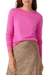 Jcrew Margot Crewneck Re-imagined Wool Sweater In Vivid Flamingo