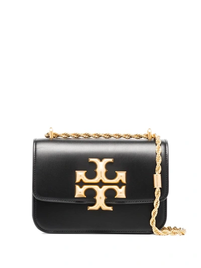 Tory Burch Logo-plaque Leather Shoulder Bag In Black