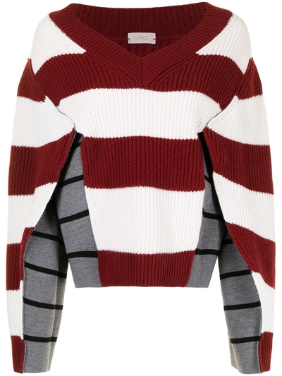 Mrz Double-layered Stripe Jumper In Rot