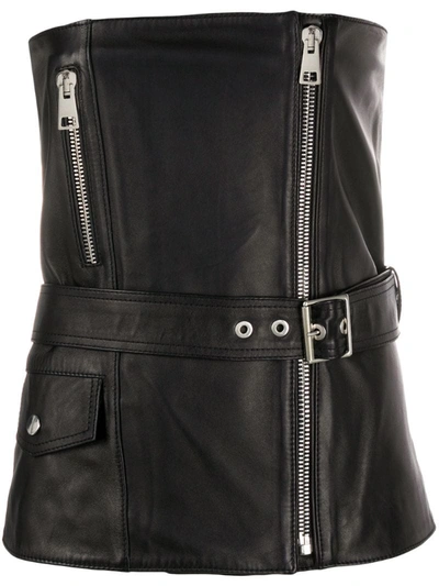 Manokhi Jean Strapless Leather Top In Black