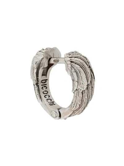 Emanuele Bicocchi Wing Textured Hoop Earring In Silver