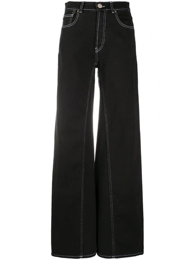 Erika Cavallini High-waisted Flared Jeans In Black