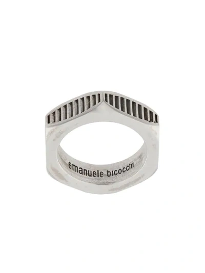 Emanuele Bicocchi Bolt Textured Ring In Silver