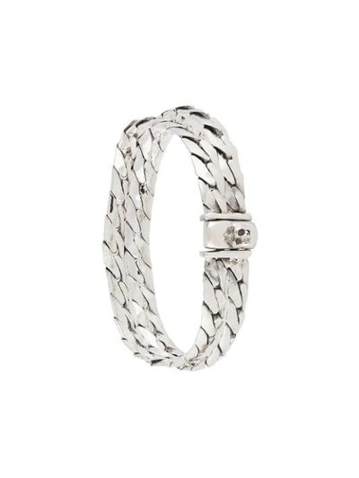 Emanuele Bicocchi Herringbone Double Chain Bracelet In Metallic